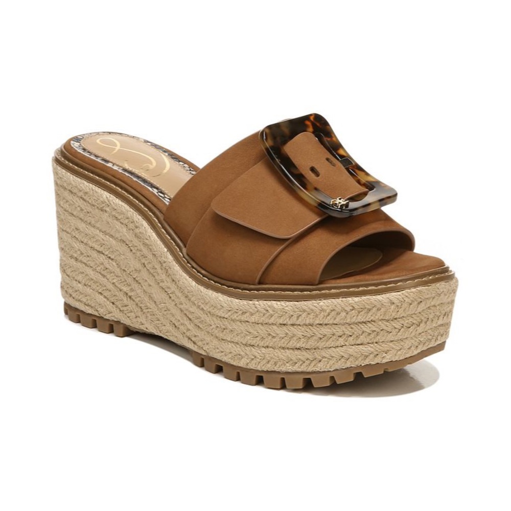 Sam Edelman Brown Espadrille Platform Slide Sandals